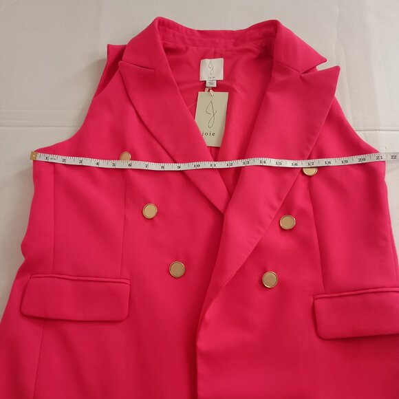 Joie Women’s Hot Pink Open Front Vest with Gold Buttons Size L NWT - Picture 11 of 14